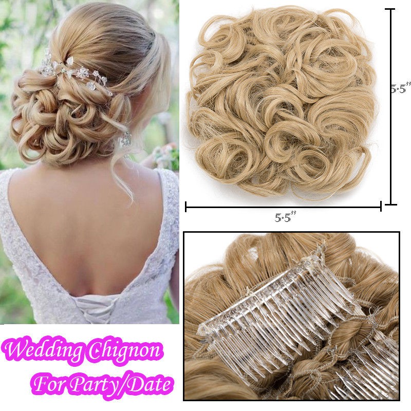 Short Curly Chignon Women S Synthetic Hair Bun Black Brown Hair