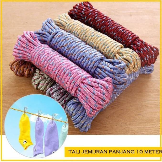 10 Meters Nylon Clothesline Rope Anti Slip Colorful Laundry Hanger