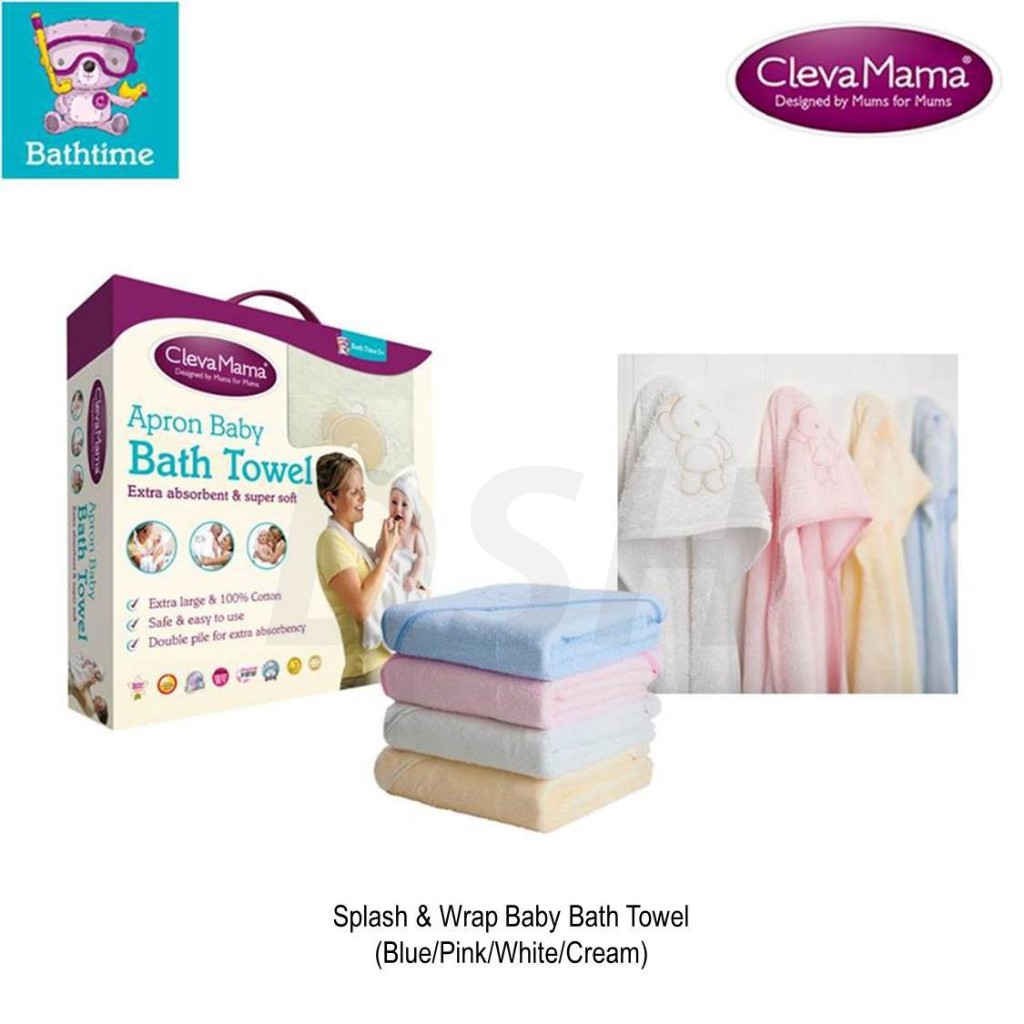 Clevamama Splash N Wrap Baby Bath Towel Blue Pink White Cream Shopee Malaysia