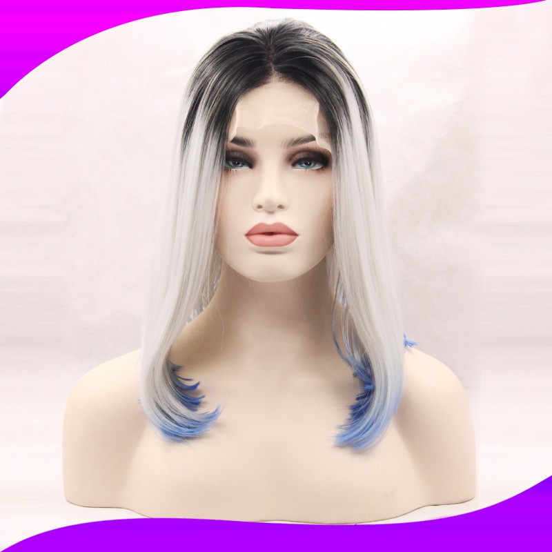Women Straight Bob Ombre Hair Lace Front Wig Shopee Malaysia