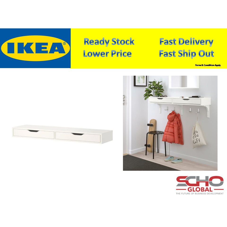 EKBY ALEX Shelf with drawers, white, 119x29 cm Shopee Malaysia