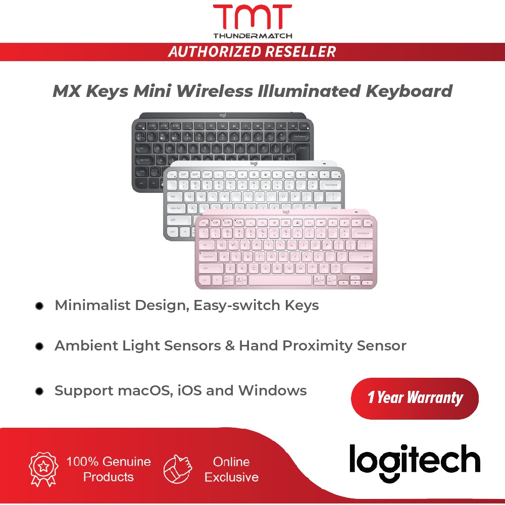 Logitech MX Keys Mini Minimalist Wireless Illuminated Keyboard ...