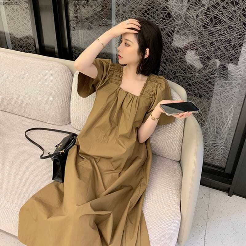 Casual Maxi Dresses Holiday Dress Women's Dress Fairy Flowe Skirt Beach Dress French vintage square neck puff sleeve dress ladies long loose belly long skirt gentle little man vaca