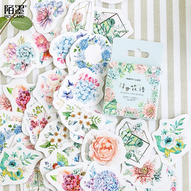 46 Pcs Paper Autumn Flower Decoration Small Travel Diary Stickers Scrapbooking 