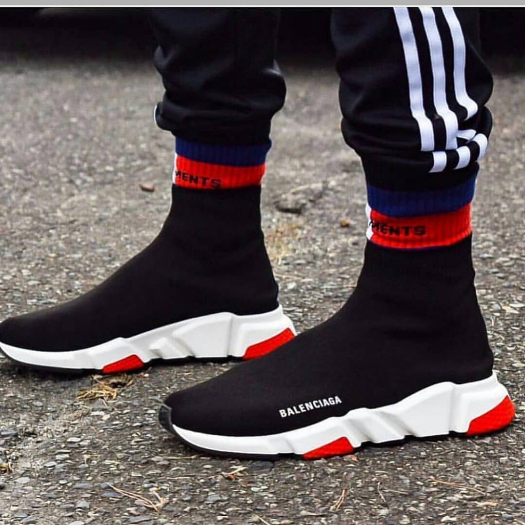 red balenciaga sock trainers