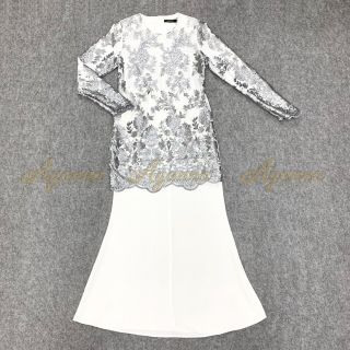  Baju  Nikah  Tunang Soraya Baju  Kurung Lace Grey  Silver 