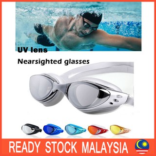 🌟READYSTOK🌟 Anti-Fog UV lens Myopia Power Swimming Goggles Google Swim Diving
