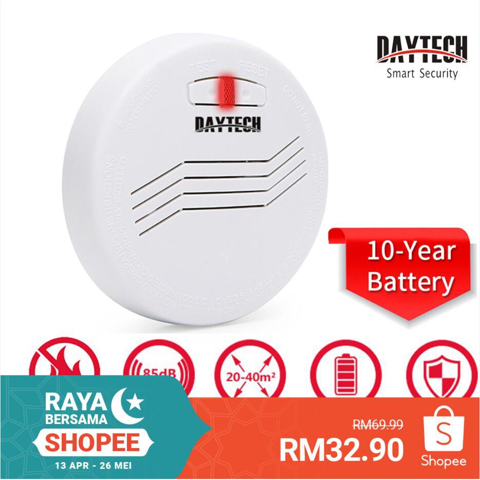 DAYTECH Smoke Detector 10 Years Battery Life Standalone ...