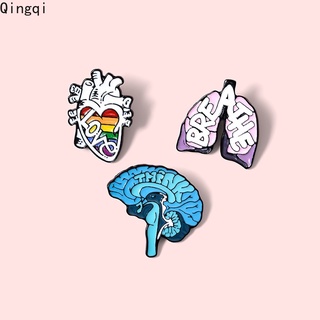 Creative Organ Enamel Brooch Pins Heart Lung Brain Brooch Lapel Pin Love Breath Mind Badge Cartoon Jewelry Gift