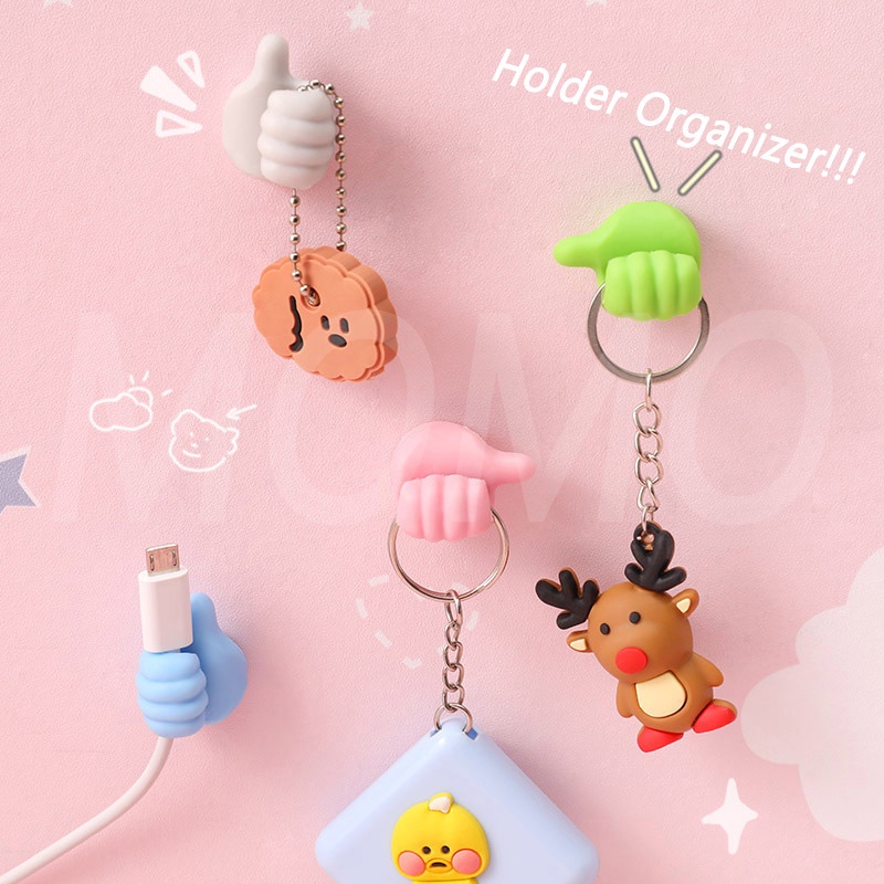 Cute Thumb USB Cable Winder Cable Organizer Strap Wired Headphone Stand Cord Management Phone Hoop Tape