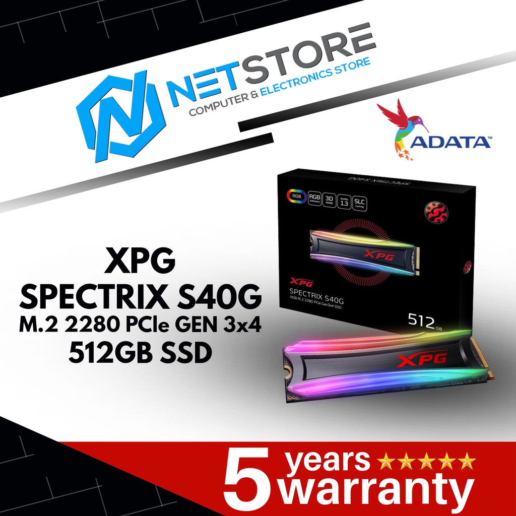 Adata Xpg Spectrix S40g Rgb 512gb Pcie M 2 2280 Ssd Solid State Drive As40g 512gt C Shopee Malaysia