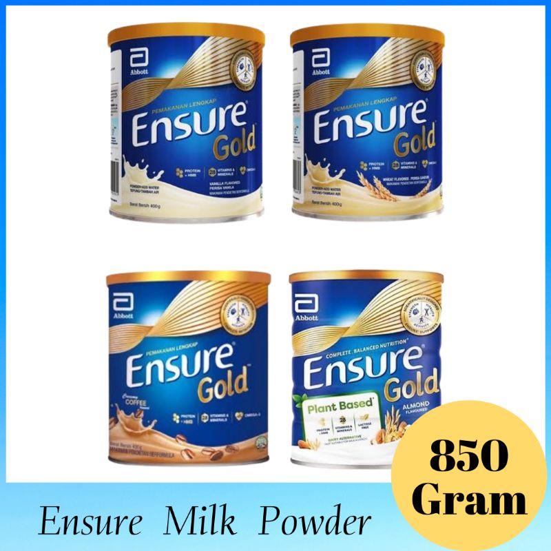 Ensure Gold Vanilla, Coffee, Almond Plant Base & Wheat 850g | Shopee ...