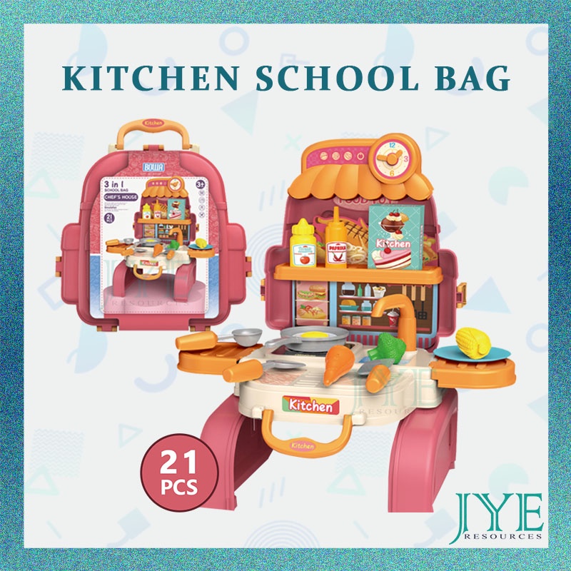 JYE 3IN1 BOWA Chef Kitchen Cooking Wash Food Kids Suitcase Table Stall Bag Toy Play Set / Mainan Masak Budak Perempuan