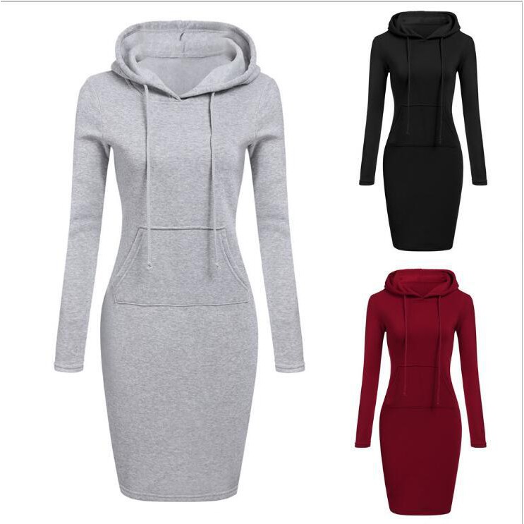 Ready Stock Women Hoodie Dress Casual Hooded Pakaian Burung Jumper