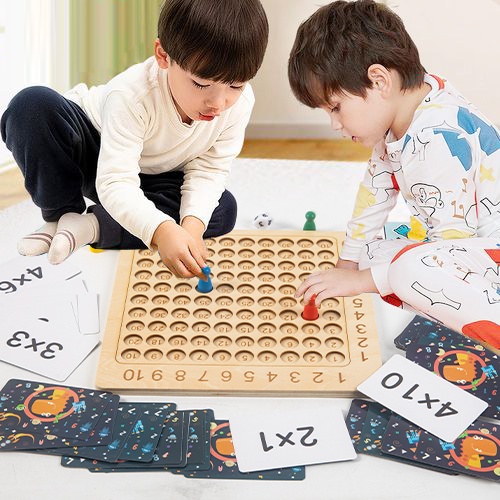 Montessori Wooden Multiplication Board Game Kids Learning Educational Toys Math Counting Hundred Board Interactive Thinking Game