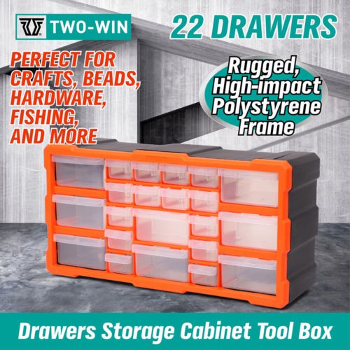 22drawers Tool Storage Organiser Drawers Cabinet Box Chest Plastic