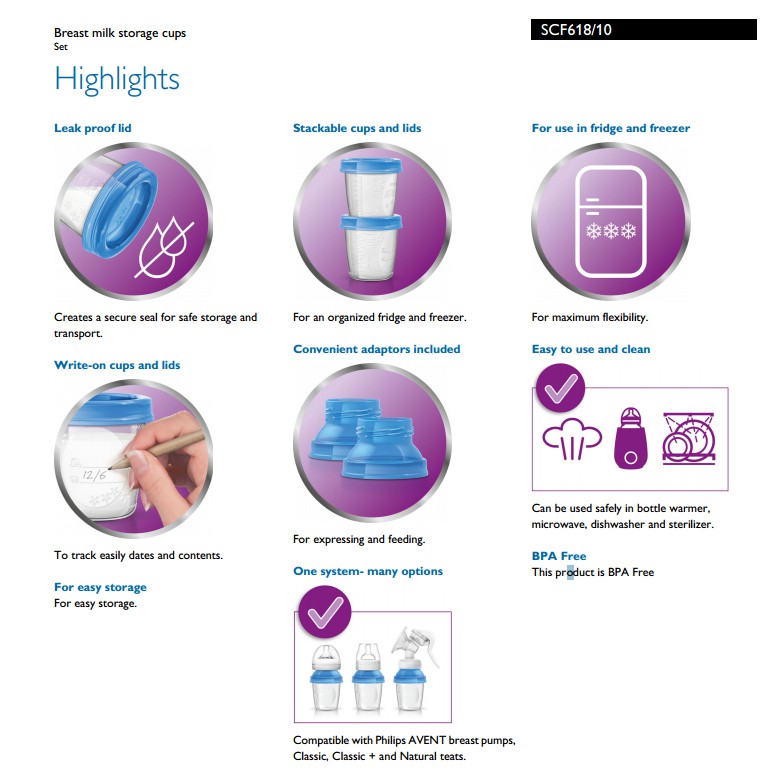 philip avent breast milk storage