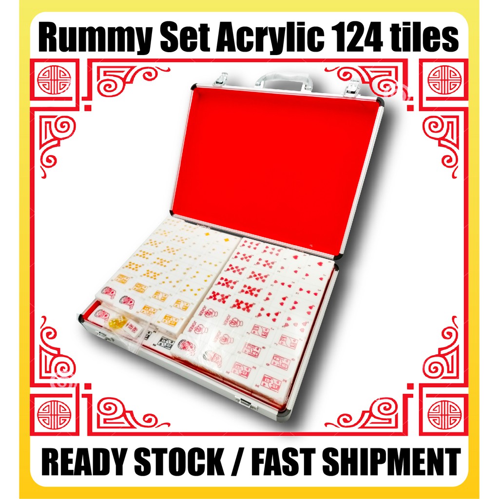 [Ready Stock] Rummy Set Acrylic 124 tiles/ Durable Steel Case [Fast Delivery]