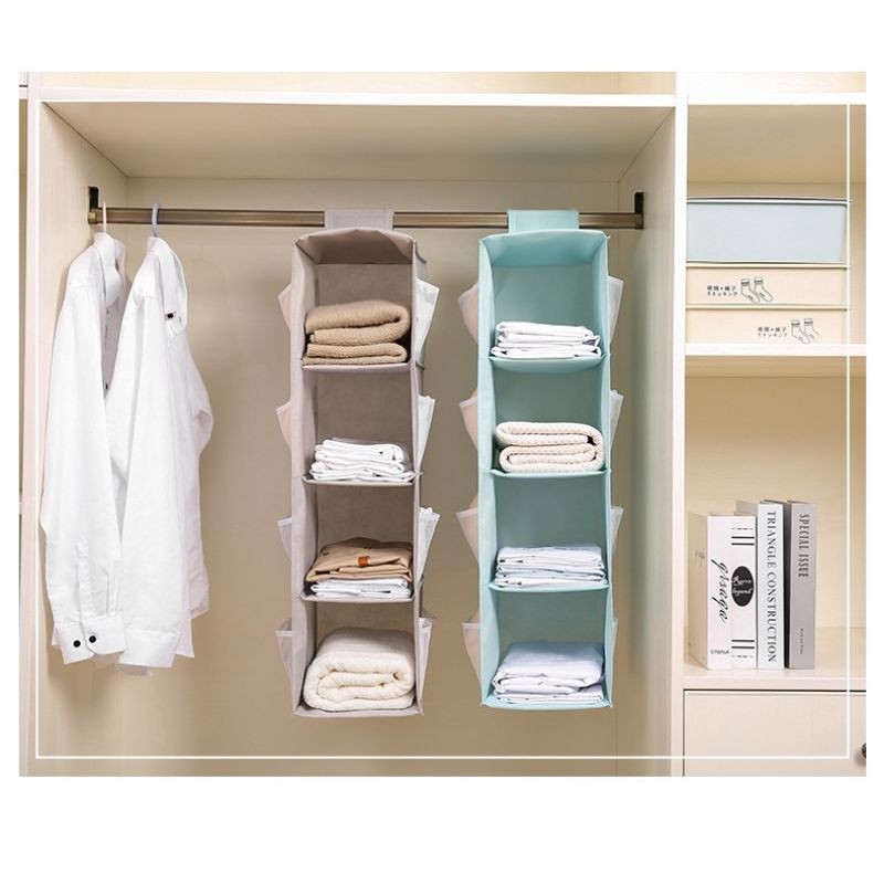 4 Tier Hanging Wardrobe Organizer Clothes Storage Rak Gantung Rak Baju Gantung Rak Kain Shopee Malaysia