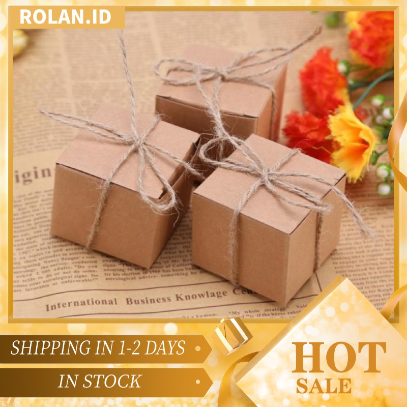 High Quality 50PCS Brown Kraft Paper Square Wedding Favor Candy Chocolate Gift Party Boxes