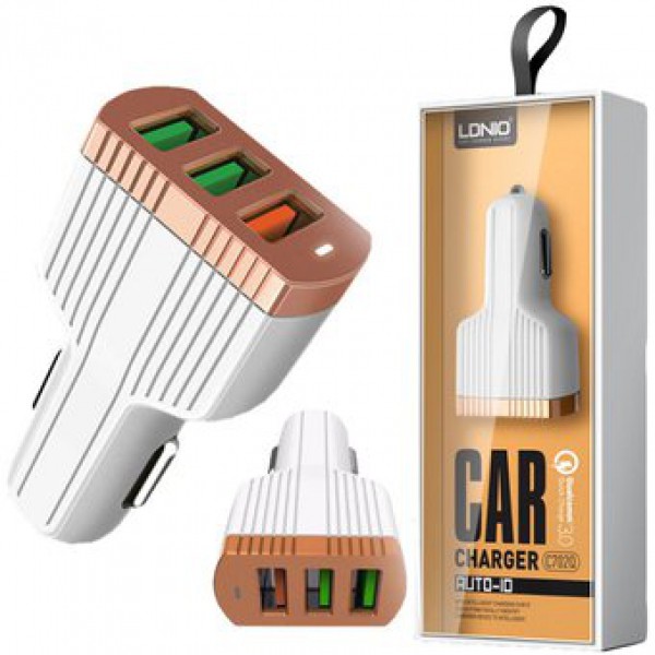 *READY STOCK* LDNIO C702Q 5.1A Auto-ID 3USB Port Quick Charge 3.0 Alumina Shell Car Charger