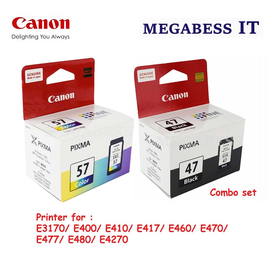 Canon Genuine ink E410 E470 Cartridge PG47 Black CL57 CL57S Colour