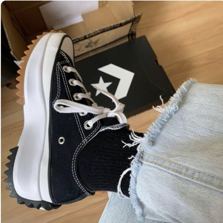 3 Color New Converse Run Star Hike Black And White High Bottom Low Top Canvas Shoes 168817c Shopee Malaysia