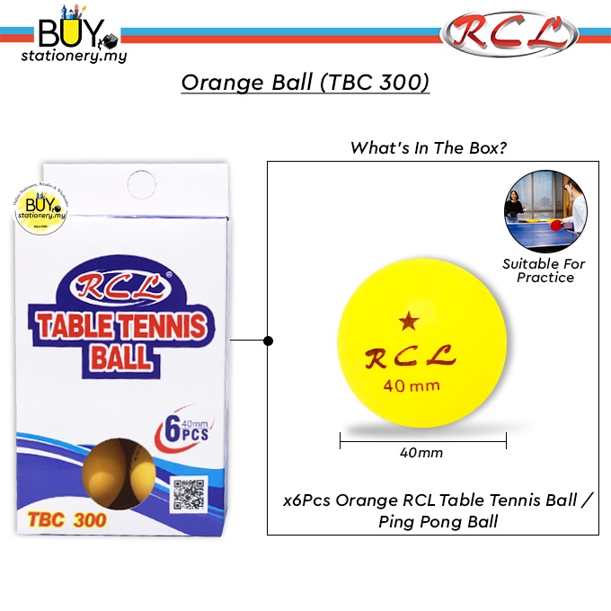 RCL Table Tennis Ball / Ping Pong Ball / Bola Ping Pong 40mm - (6s/BOX)