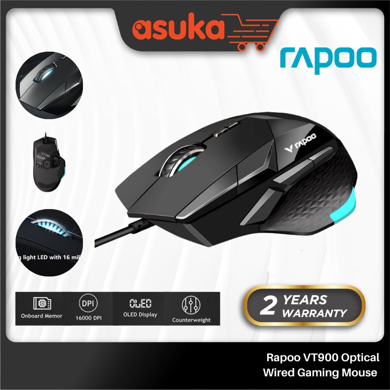 Rapoo VT900 Optical Wired Gaming Mouse - 2Y