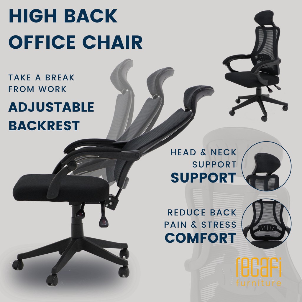 Recafi Furniture High Back Mesh Office Chair with Ergonomic Design ...