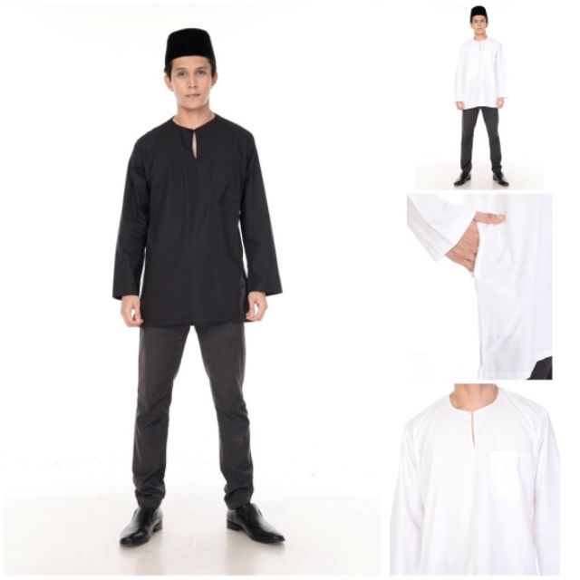 Kurta Lelaki Hitam Putih  Ready Stock Shopee Malaysia