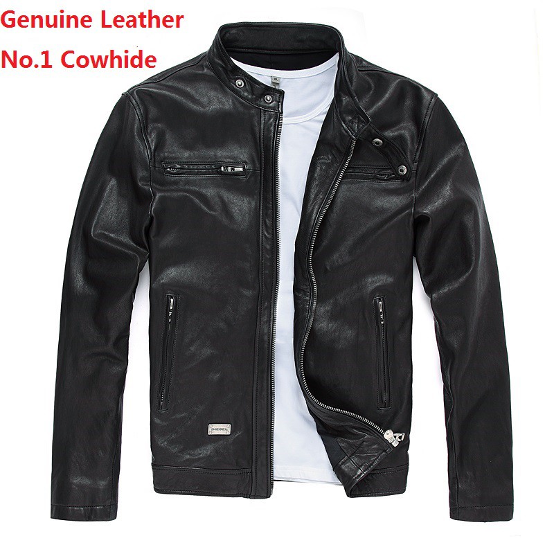 Mens Stylish Genuine Lambskin Motorcycle Biker Leather Jacket 84