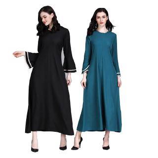  BAJU  KURUNG  Raya New Muslim Dress  Splicing Trumpet Sleeve 