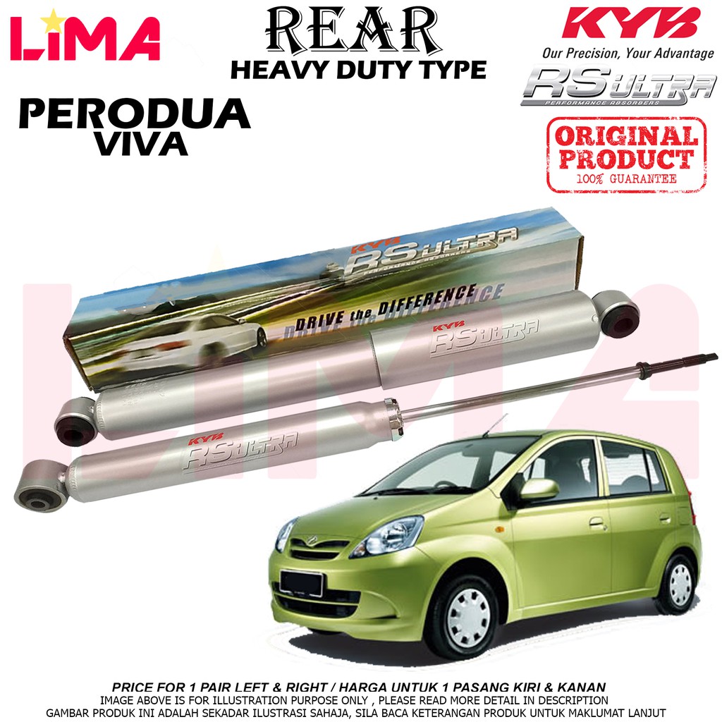 Perodua Viva Rear Shock Absorber Rs Ultra 1set Heavy Duty Kayaba Kyb Original Shopee Malaysia