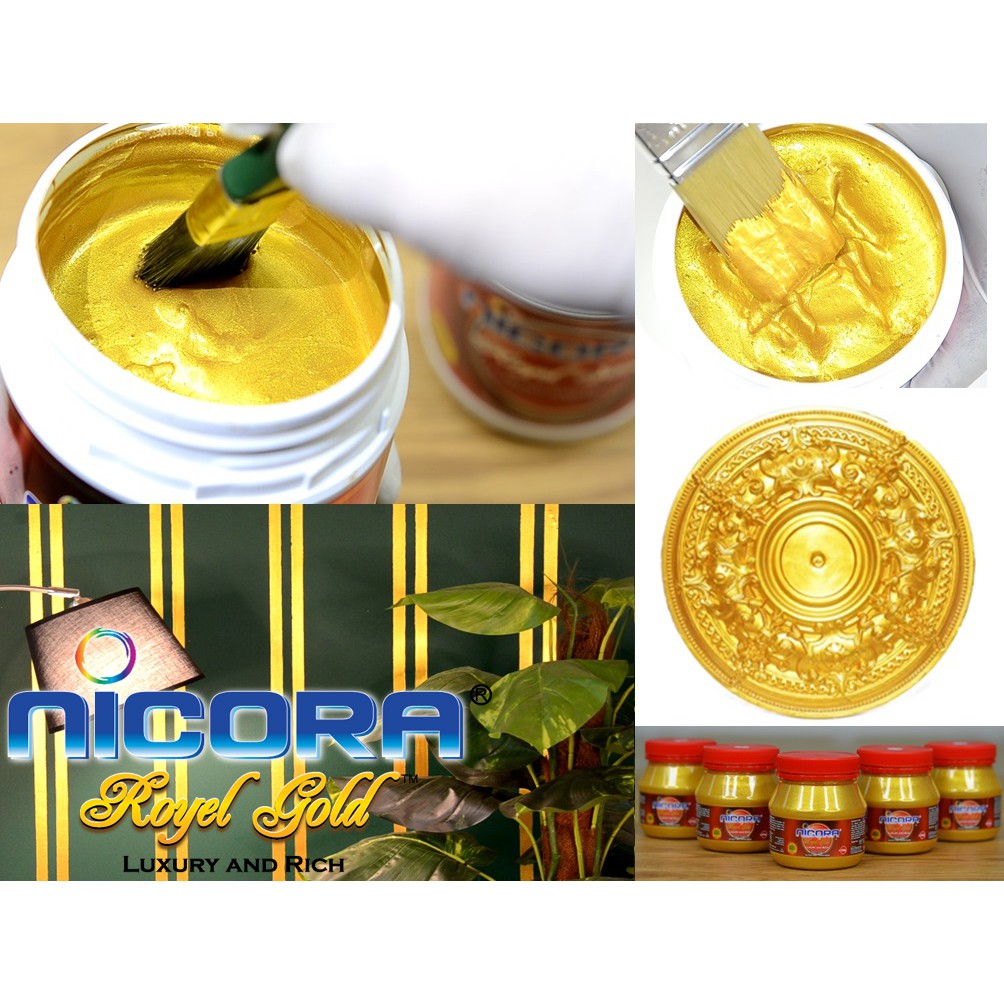 💥NICORA ROYAL GOLD PAINT💥 (250gm) Water Based Royel Metallic Acrylic