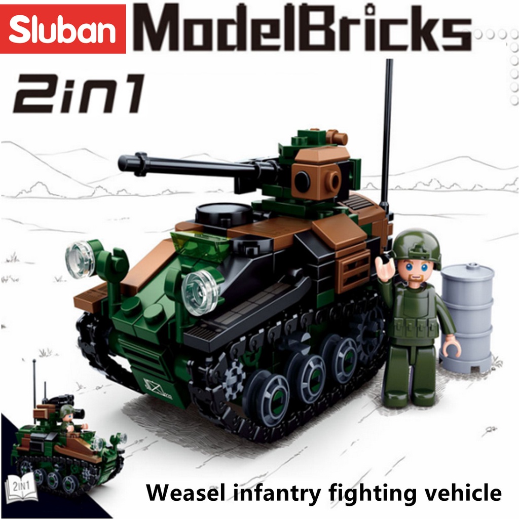 245PCS Sluban 0750 Military Tank Wiesel AWC 1 Airborne Combat Vehicle