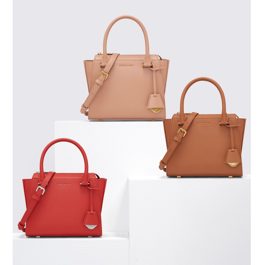 charles & keith structured trapeze bag