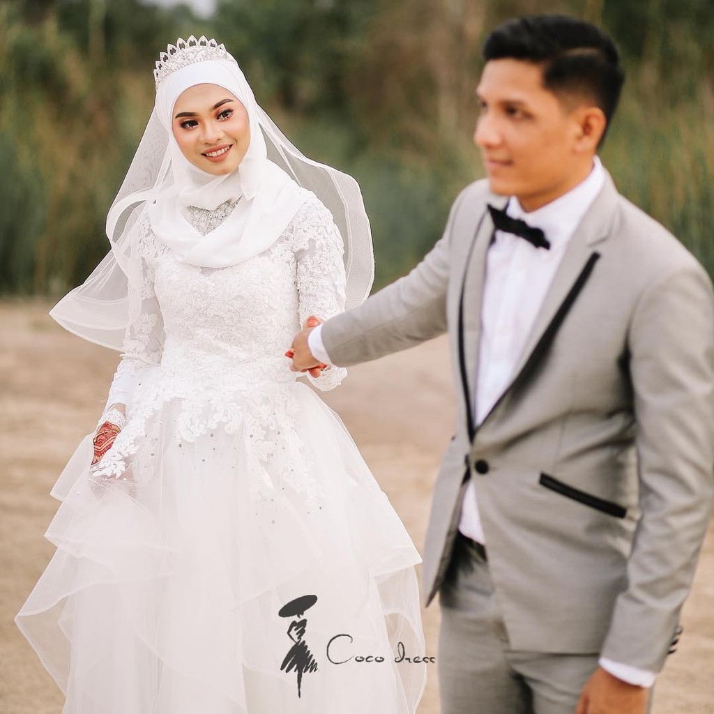 19 New Muslim Long Sleeve Bride S Wedding Dress Lace Elegant Cake