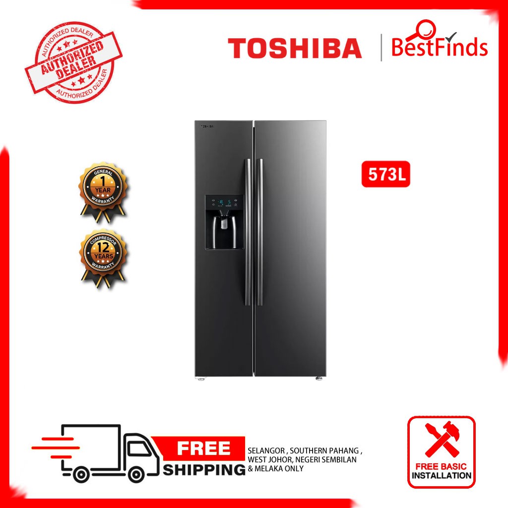 Toshiba 573L GRRS637WE PMY Dual Inverter SideBySide Refrigerator With Water & Ice Dispenser