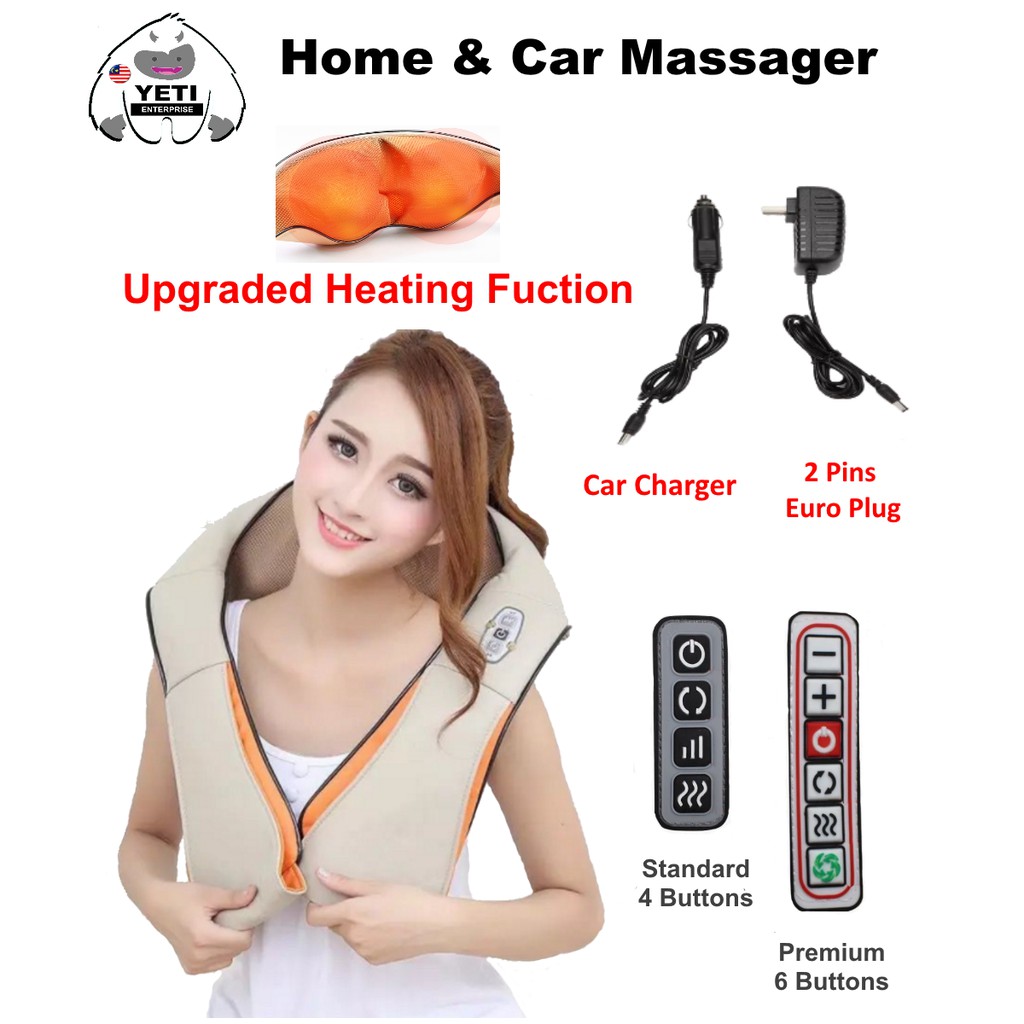 Kneading Back Neck Massager Shawl Electric Roller Pillow Device Home Car Shoulder Urut Massage Machine Massage Bahu 颈肩按摩