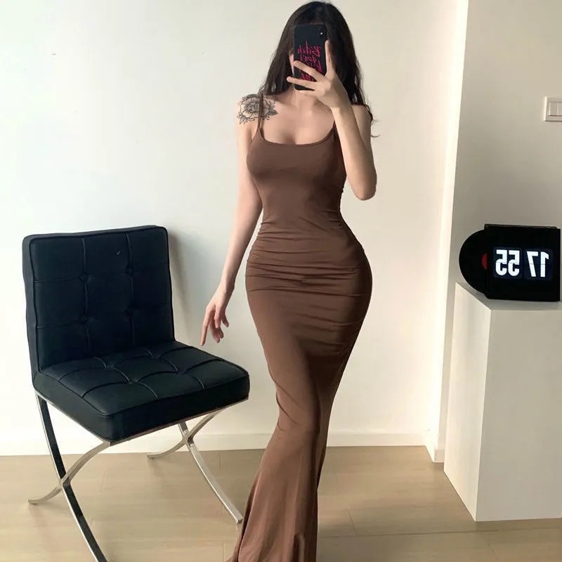 Sexy Sleeveless Backless Mermaid Dress Women Summer Birthday Party Club Long Bodycon Sundress Outfits