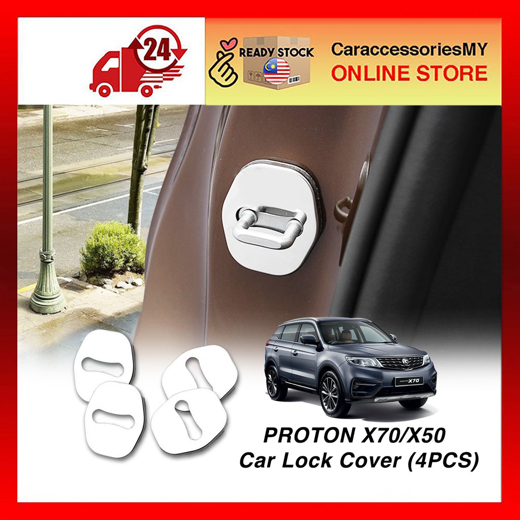 Proton X50 X70 Aluminium Door Latch Cover Car Door Lock Buckle Cover Latch Stop Anti Rust Door Lock cover Protector