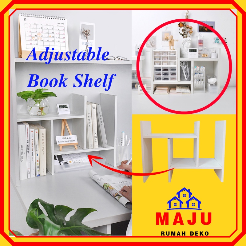 MAJU Adjustable Book Shelf Portable Office table book rack buku meja Document Storage Organizer