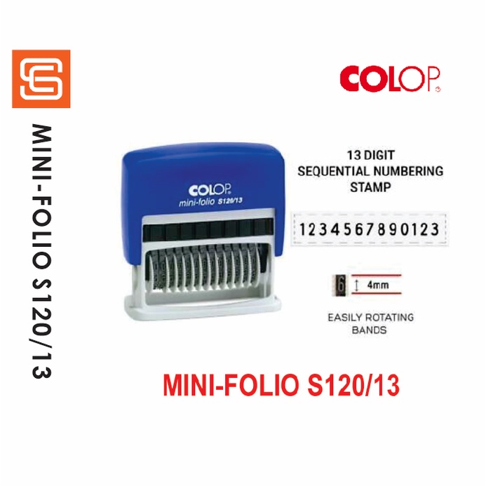 Colop S120/13 13 Digit Sequential Numbering Stamp Self Inking Rubber Stamp 