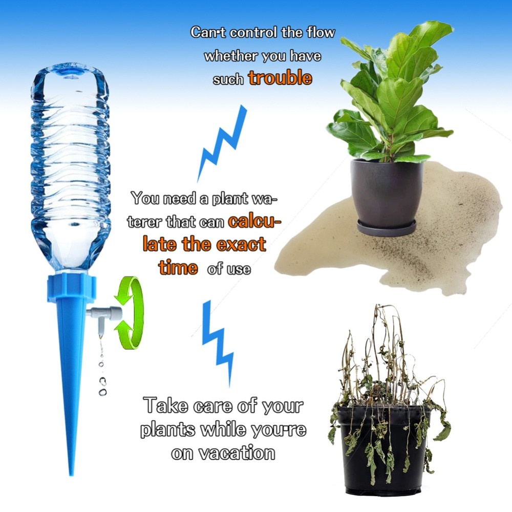 2Pcs Adjustable Pot Plant Self-Watering Spiked Dripper Garden Houseplant Automatic Flower Watering Tool Auto Drip Irrigation System