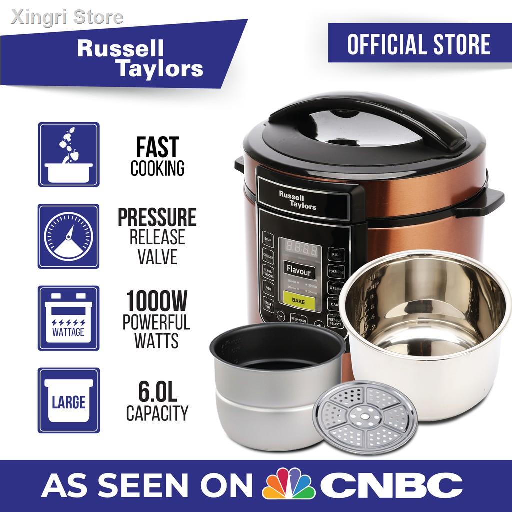 ✎✾Russell Taylors Dual Pot Pressure Cooker Rice 2 Pots + Steam (6L) PC-60