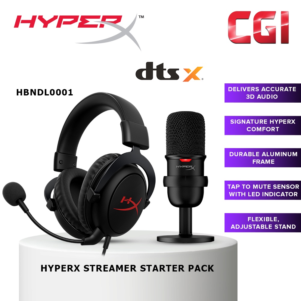 HyperX Streamer Starter Pack Gaming Set with HyperX Cloud Core Gaming ...