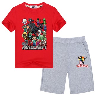 Boys Roblox Shorts Minecraft T Shirt Sets Children Beach Summer Fashion Clothing Suits Shopee Malaysia - roblox boy shirts