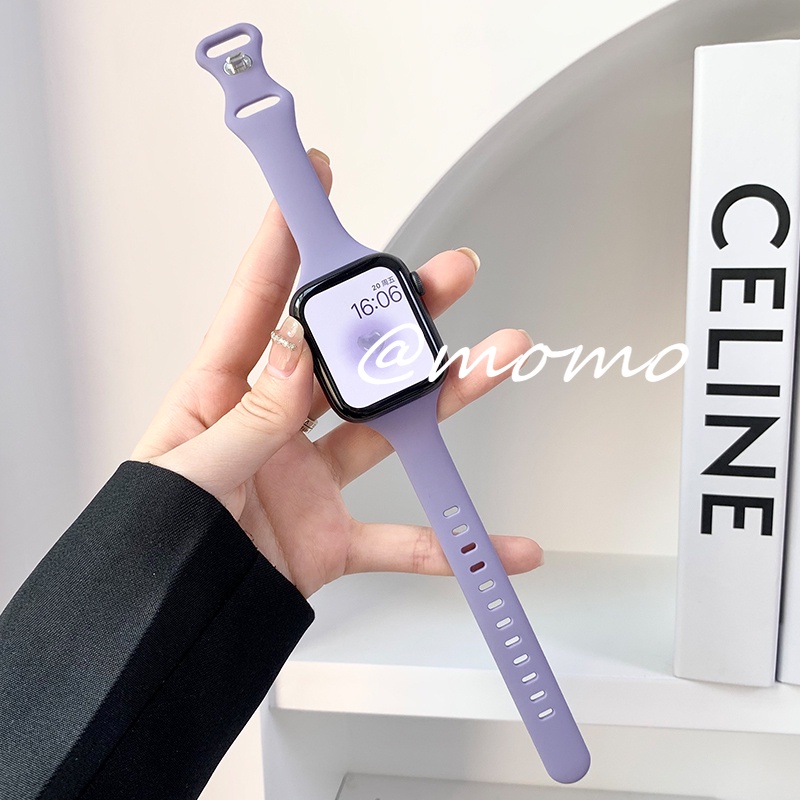 Slim Watch Strap for Apple Watch Seri 7 6 5 4 3 2 45mm 41mm 44mm 38mm 42mm Soft Sport Wrsit Bracelet Silicone Apple Watch Strap