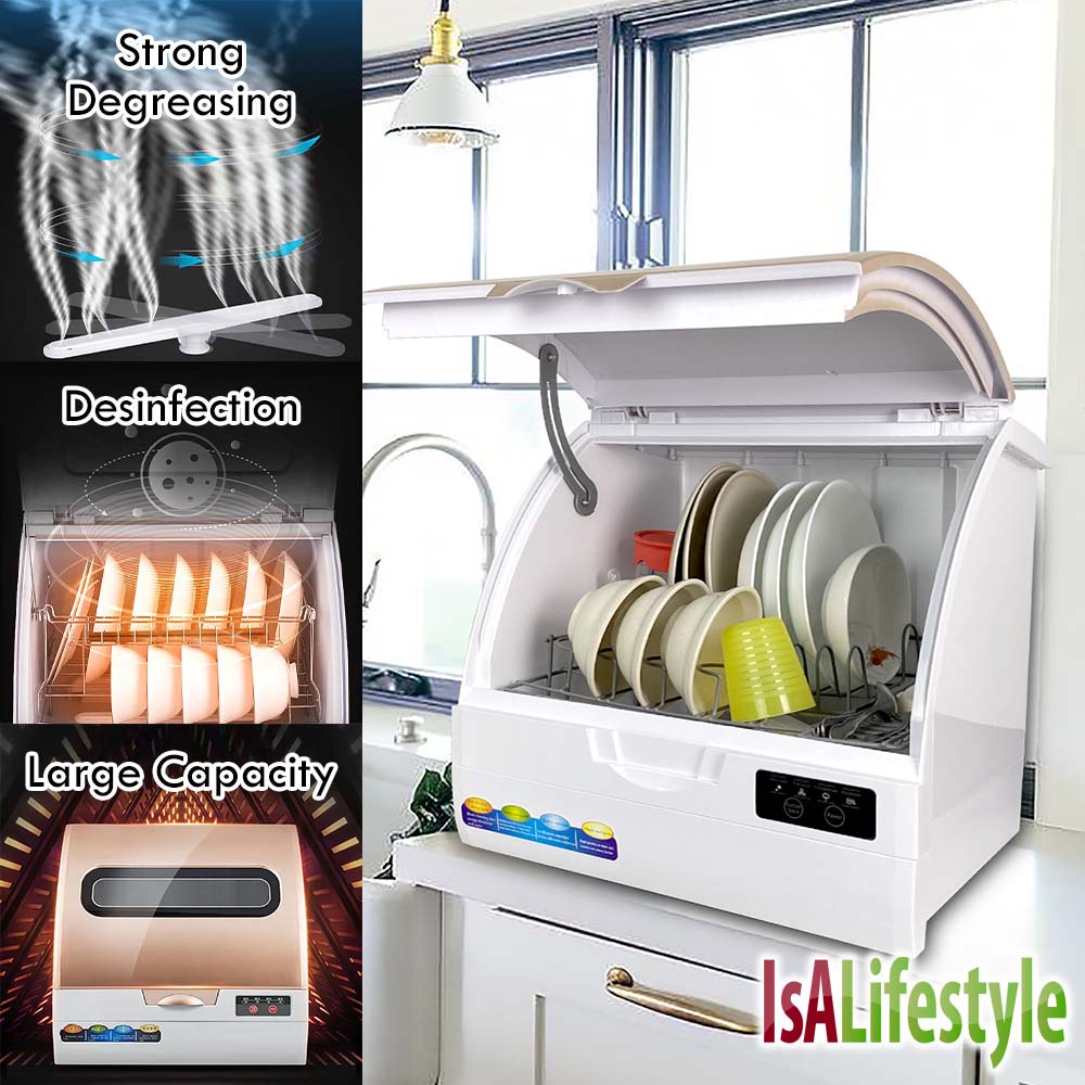 IsALifestyle Tabletop Dishwasher Intelligent Automatic Counter Top Dish Washer Dishwasher Fruit Washer Wash + Dry 洗碗机